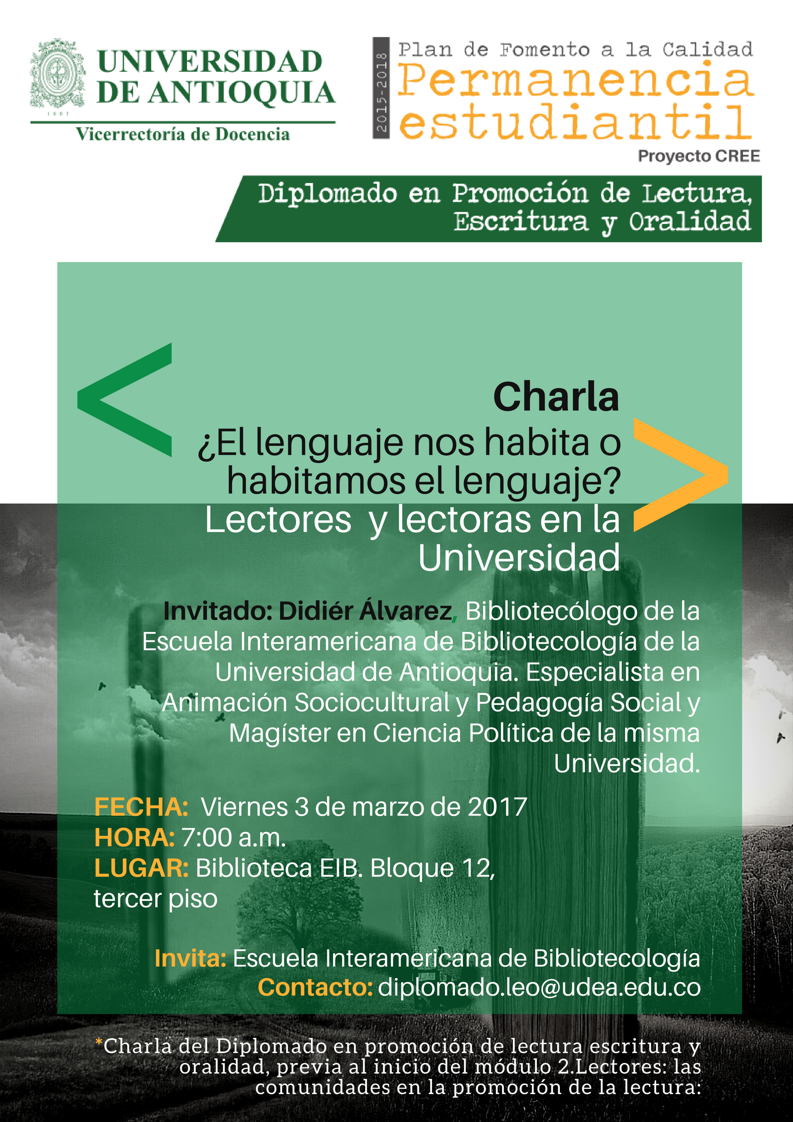 invitación a charla profesor Didier Álvarez en el Diploma LEO. invitación a charla profesor Didier Álvarez en el Diploma LEO.