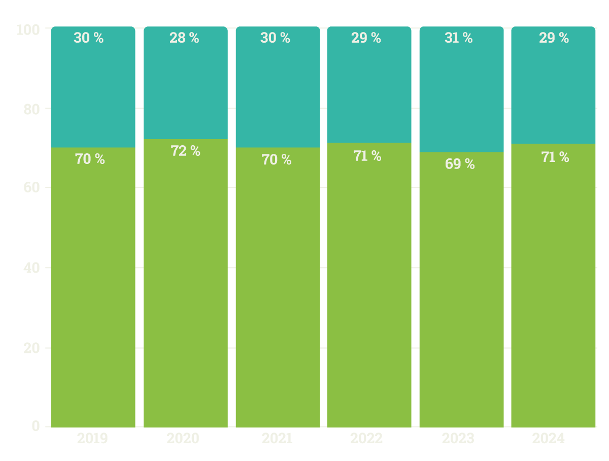 Gráfica de barras comparativas 2019-2024