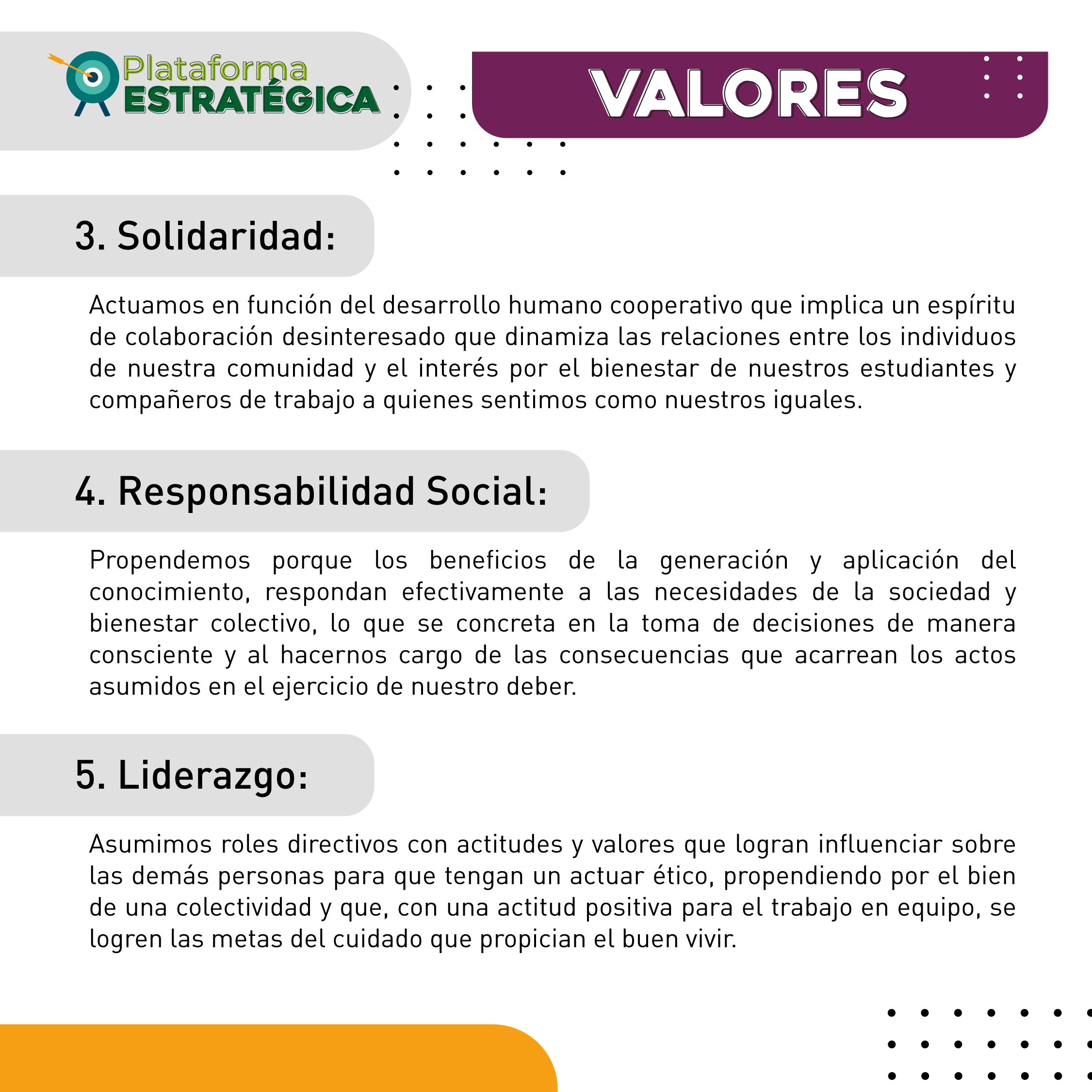 Descripción de los valores