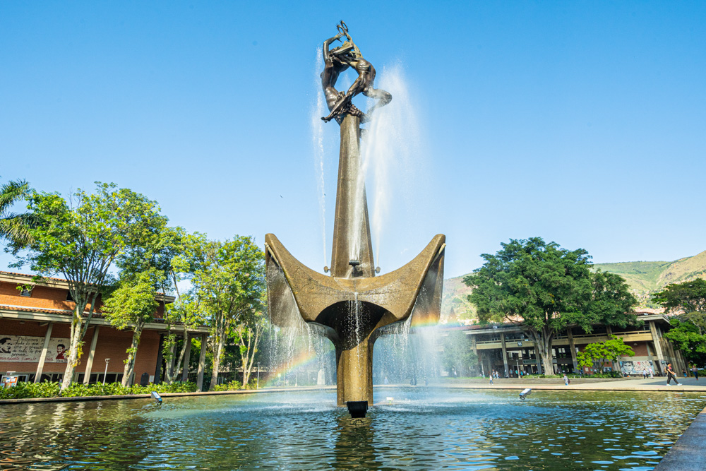 Fotografía de estudiante en la fuente