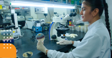 imagen de un investigador y una investigadora jóvenes en el laboratorio