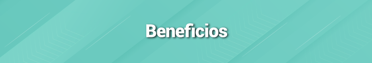 Imagen de color azul con texto: Beneficios