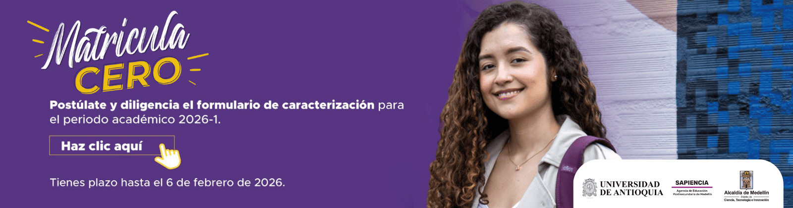 Banner matrícula cero 2026-1