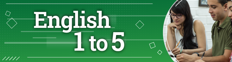 Imagen de color verde con el texto: English 1 to 5