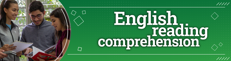 Imagen de color verde con el texto: English Reading Comprehension 1 and 2
