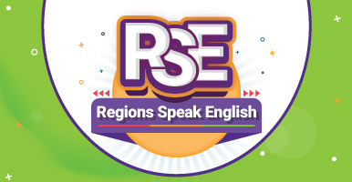 En fondo verde y blanco el texto Regions Speak English
