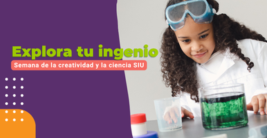 texto "hablemos de ciencia" fondo azul 