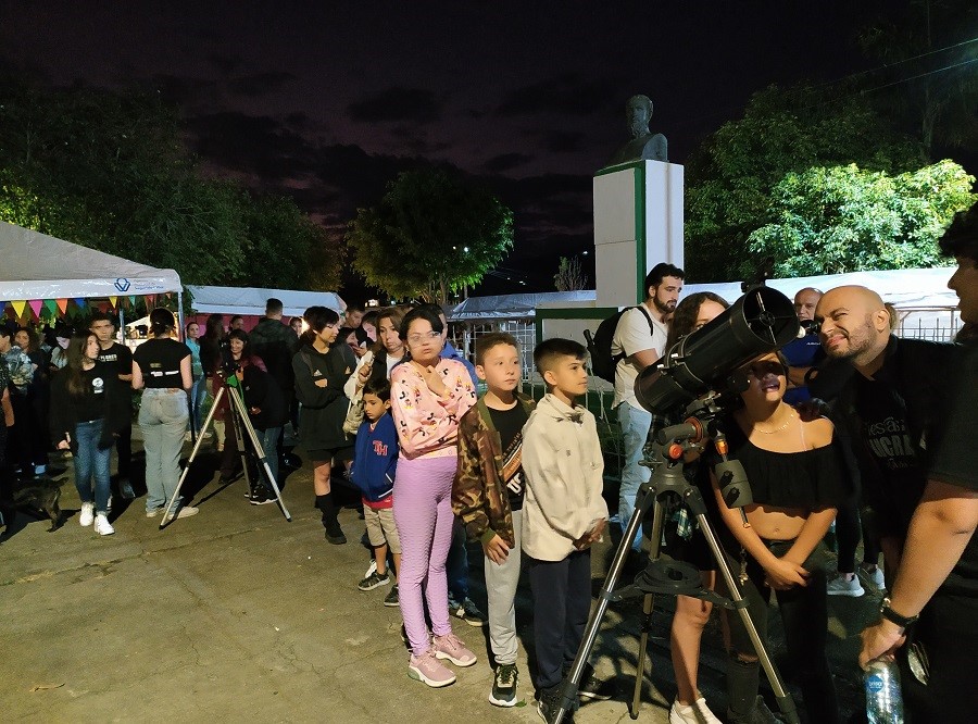 The inhabitants of the regions observe the sky through telescopes