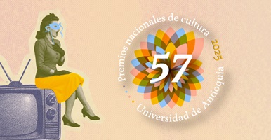 Sobre un fondo beige, el distintivo de los 57.° Premios Nacionales de Cultura