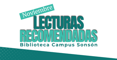 Sobre un fondo blanco, aparece el letrero "Lectura recomendada - Biblioteca del campus Sonsón" en letras azules