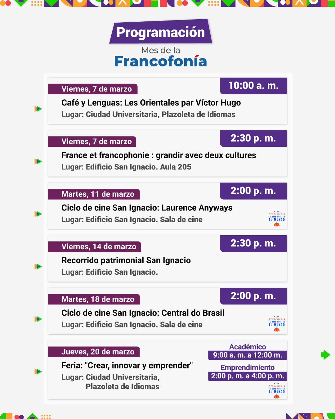 Programación mes de la Francofonía