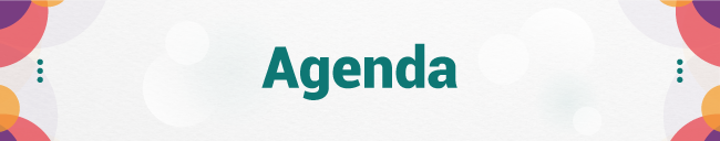 Imagen de color blanco con puntos de colores en las esquinas con el texto: Agenda