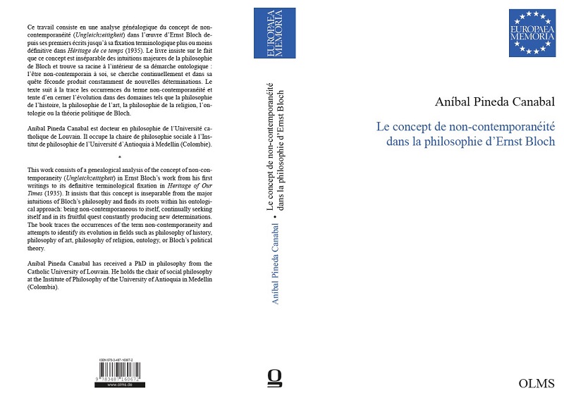 Portada del libro Pineda Canabal, A. (2021). Le concept de non-contemporanéité dans la philosophie d’Ernst Bloch. Zurich, Hildesheim : Olms.