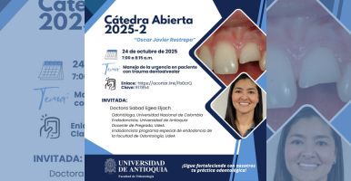 Cátedra abierta online 24 de octubre: "Manejo de la urgencia en paciente con trauma dentoalveolar" | Dra. Sabad Egea Eljach 