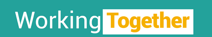 Imagen de color azul con el siguiente texto: Working Together Imagen de color azul con el siguiente texto: Working Together
