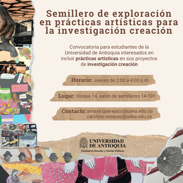 Flyer del semilero de exploración en prácticas artísticas para la investigación creación