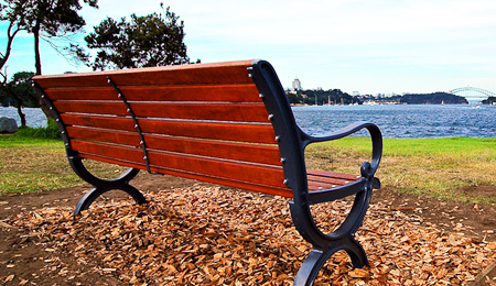 Park bench near harbour