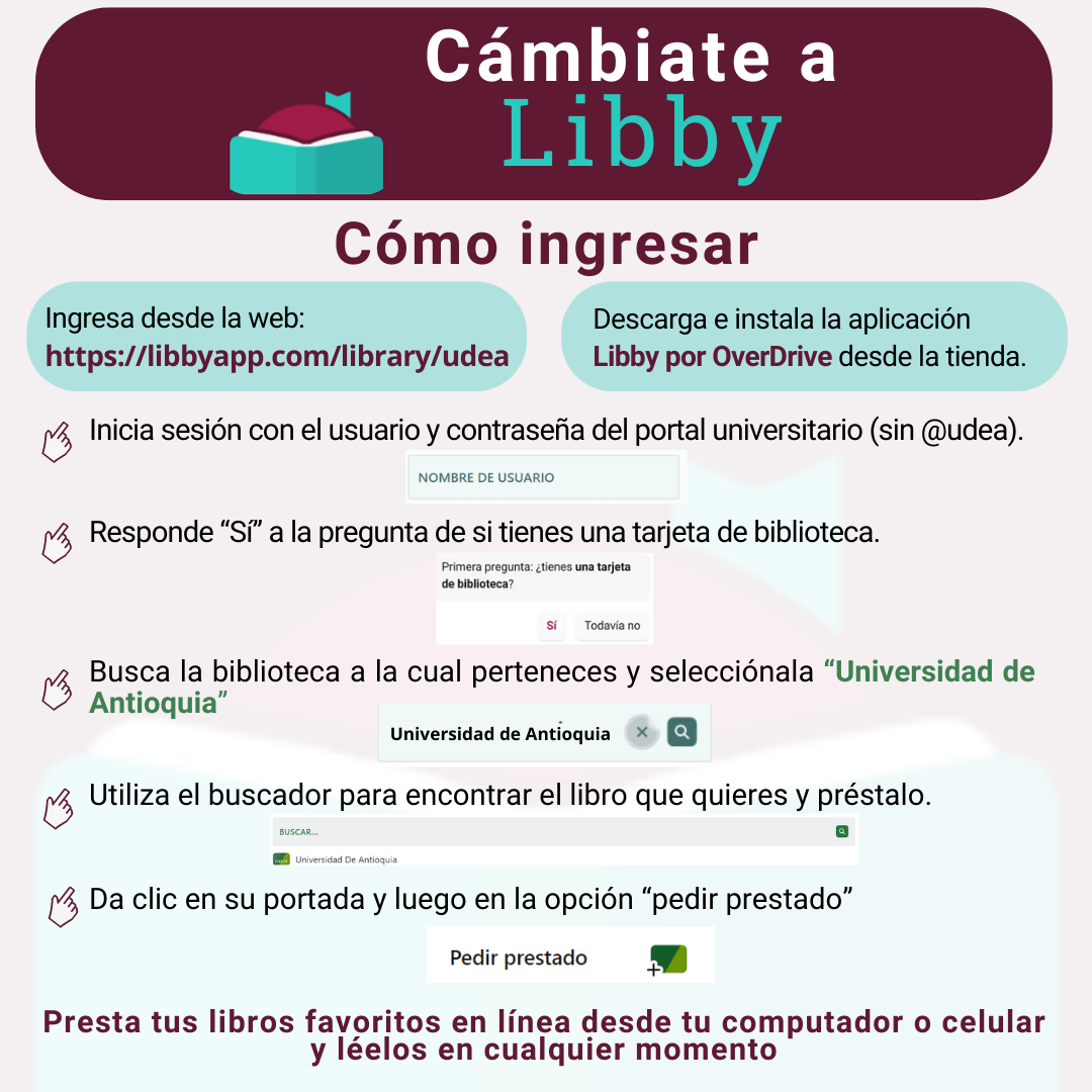 Infografía con la descripción de como acceder a Lubby