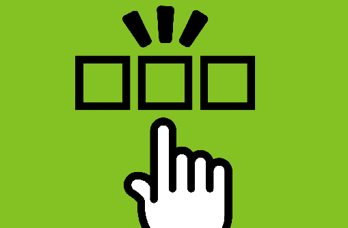 Tres íconos de siluetas de personas y una mano señalando al ícono de la mitad.